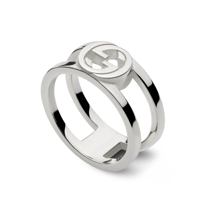 Gucci Interlocking Wide Silver Ring Size R