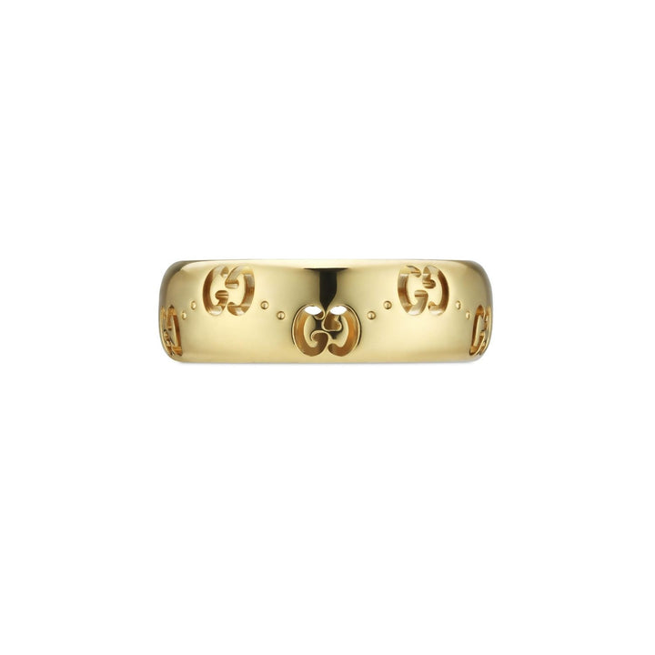 Gucci Icon Medium 18ct Yellow Gold GG Ring Size Q