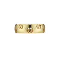 Gucci Icon Medium 18ct Yellow Gold GG Ring Size Q