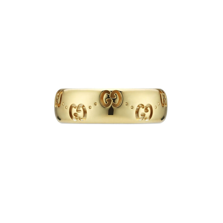 Gucci Icon Medium 18ct Yellow Gold GG Ring Size Q