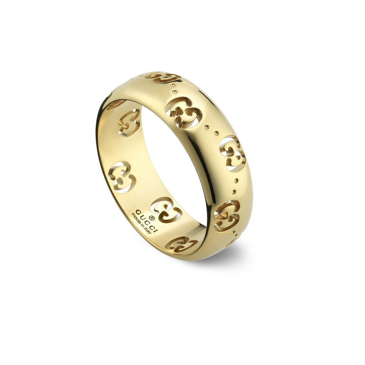 Gucci Icon Medium 18ct Yellow Gold GG Ring Size Q