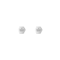 Gucci Trademark Silver Hexagonal Stud Earrings - Michael Jones Jeweller