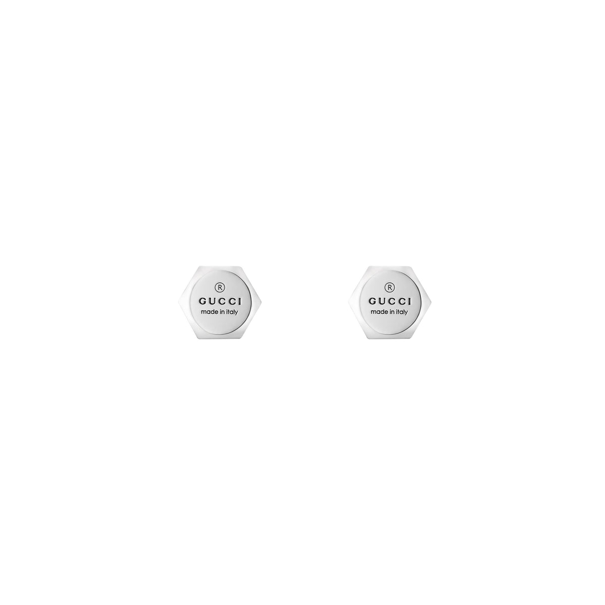 Gucci Trademark Silver Hexagonal Stud Earrings - Michael Jones Jeweller