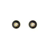 Gucci Interlocking G Onyx and Diamond 18ct Yellow Gold Stud Earrings - Michael Jones Jeweller