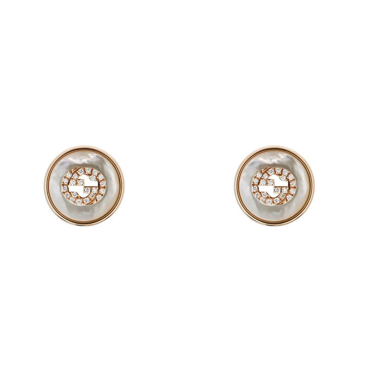 Gucci Interlocking G Mother of Pearl and Diamond 18ct Rose Gold Stud Earrings