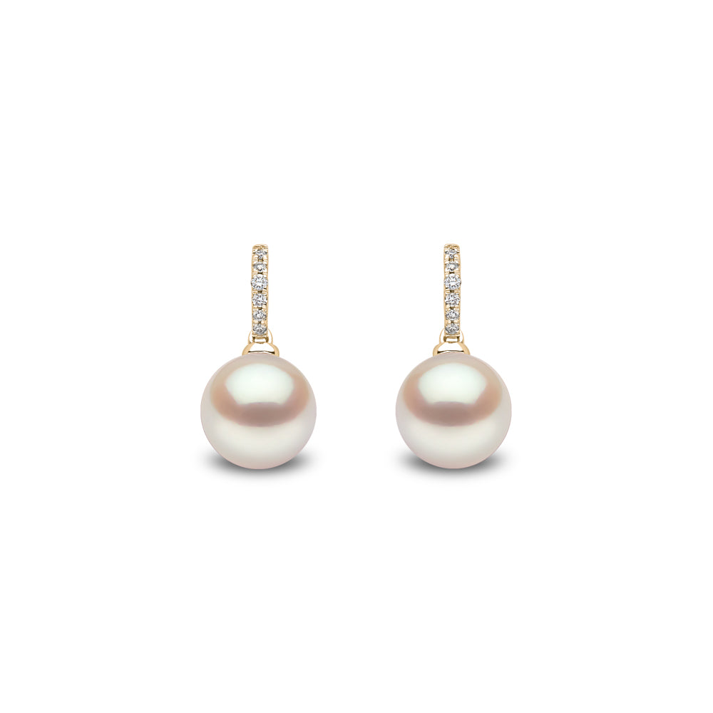 Yoko Classic Freshwater Pearl and Diamond 18ct Yellow Gold Drop Earrings