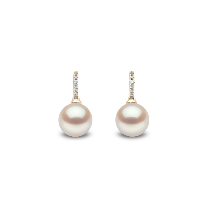 Yoko Classic Freshwater Pearl and Diamond 18ct Yellow Gold Drop Earrings