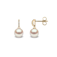 Yoko Classic Freshwater Pearl and Diamond 18ct Yellow Gold Drop Earrings