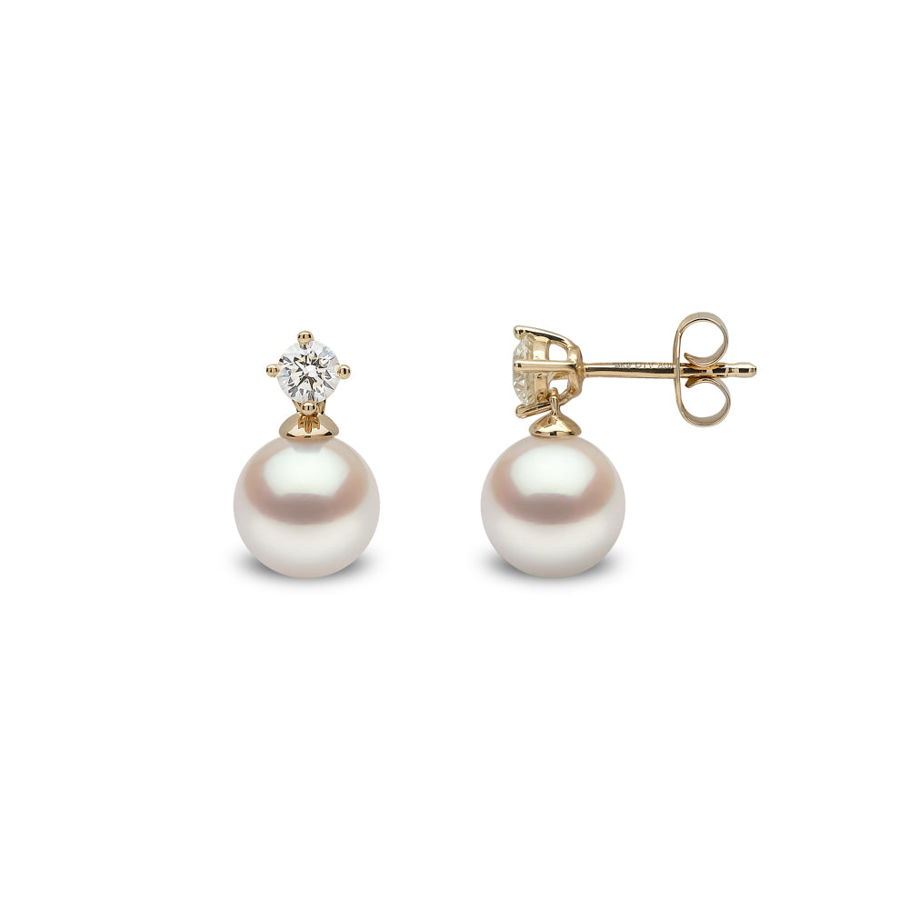 Yoko Classic Akoya Pearl and Diamond 18ct White Gold Earrings - Michael Jones Jeweller