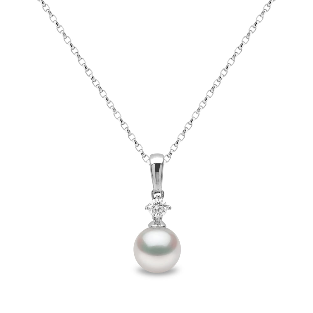 Yoko Classic Akoya Pearl and Diamond 18ct White Gold Pendant - Michael Jones Jeweller