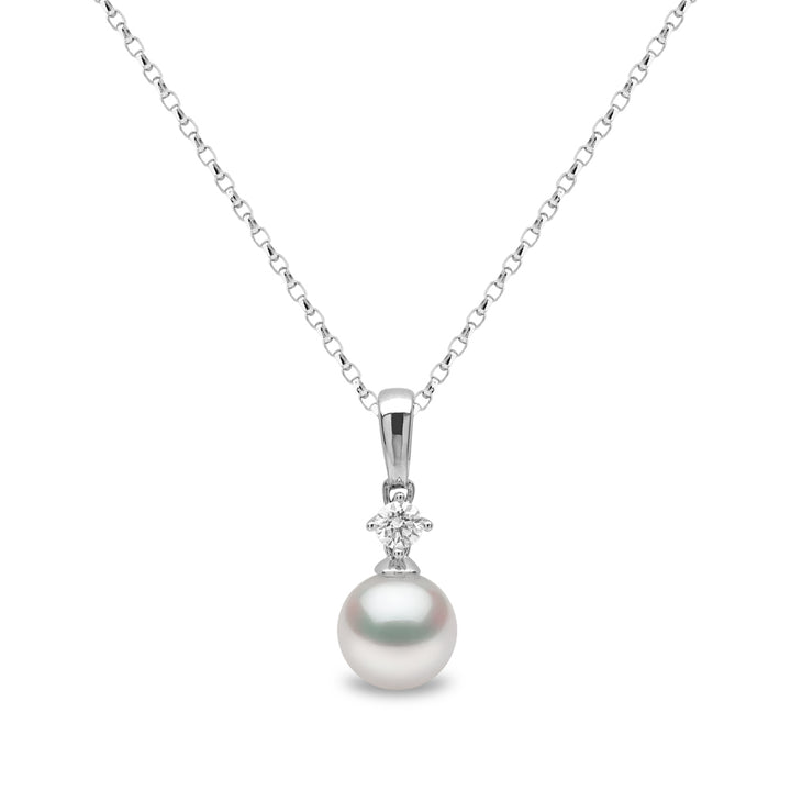 Yoko Classic Akoya Pearl and Diamond 18ct White Gold Pendant