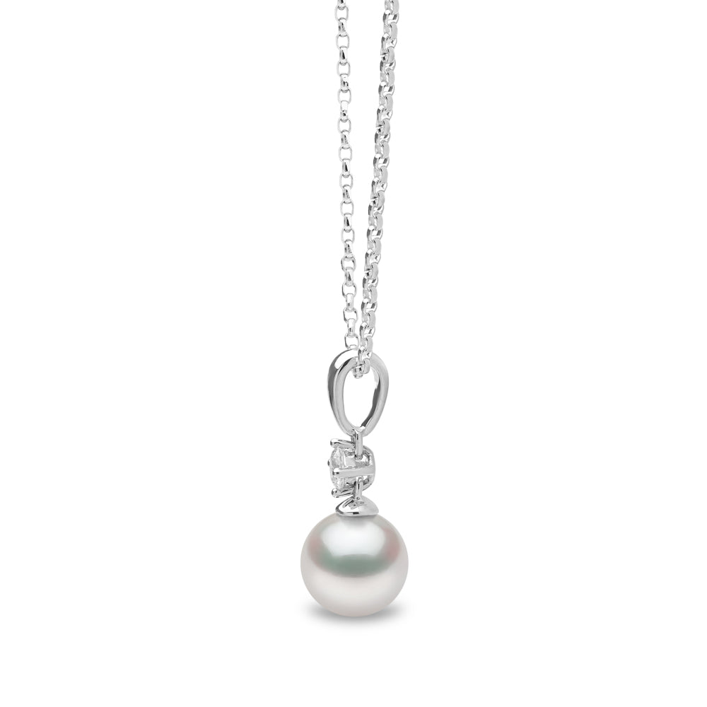 Yoko Classic Akoya Pearl and Diamond 18ct White Gold Pendant - Michael Jones Jeweller
