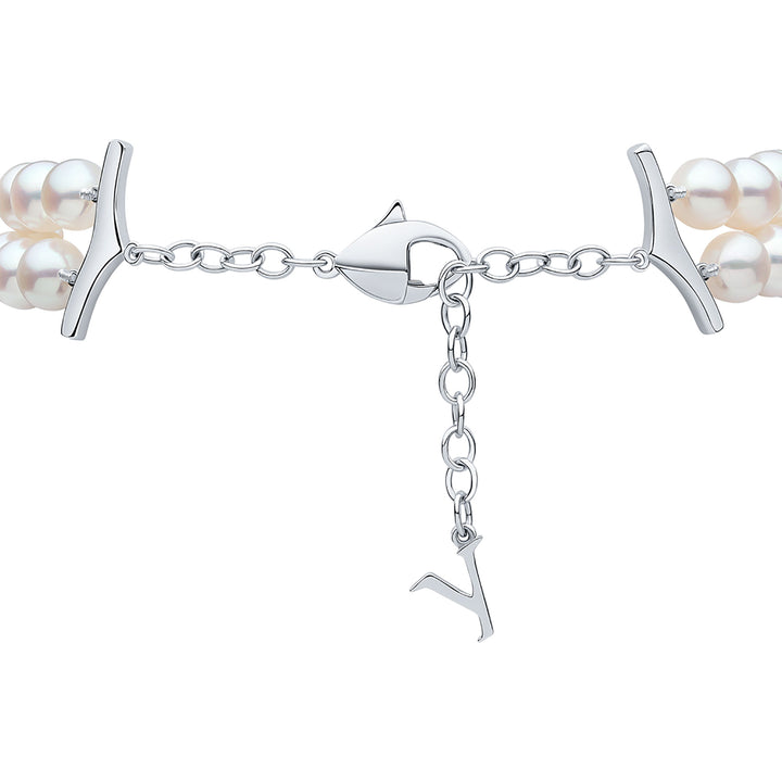 Yoko O by Yoko Freshwater Pearl and Diamond 18ct White Gold Double Row Bracelet