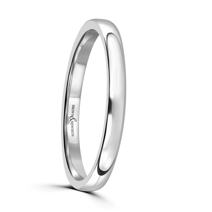 2mm Contemporary Court Platinum Wedding Ring by Brown & Newirth