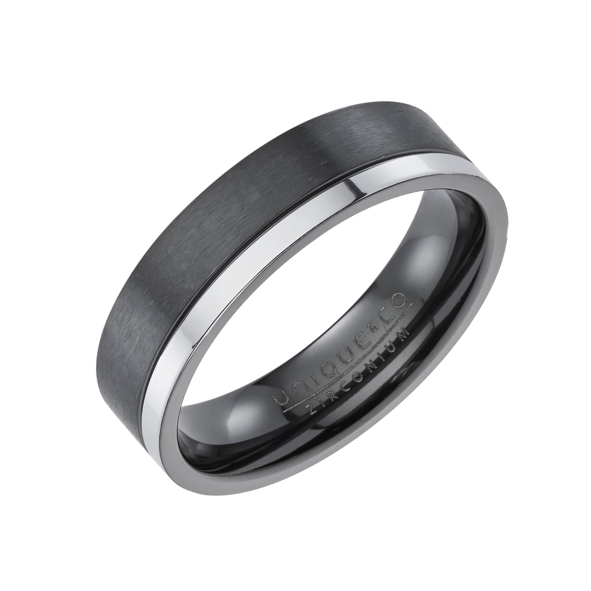 Unique Black Zirconium and Silver IP Ring (60) - Michael Jones Jeweller