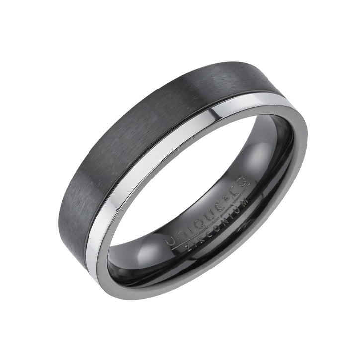 Unique Black Zirconium and Silver IP Ring (60)