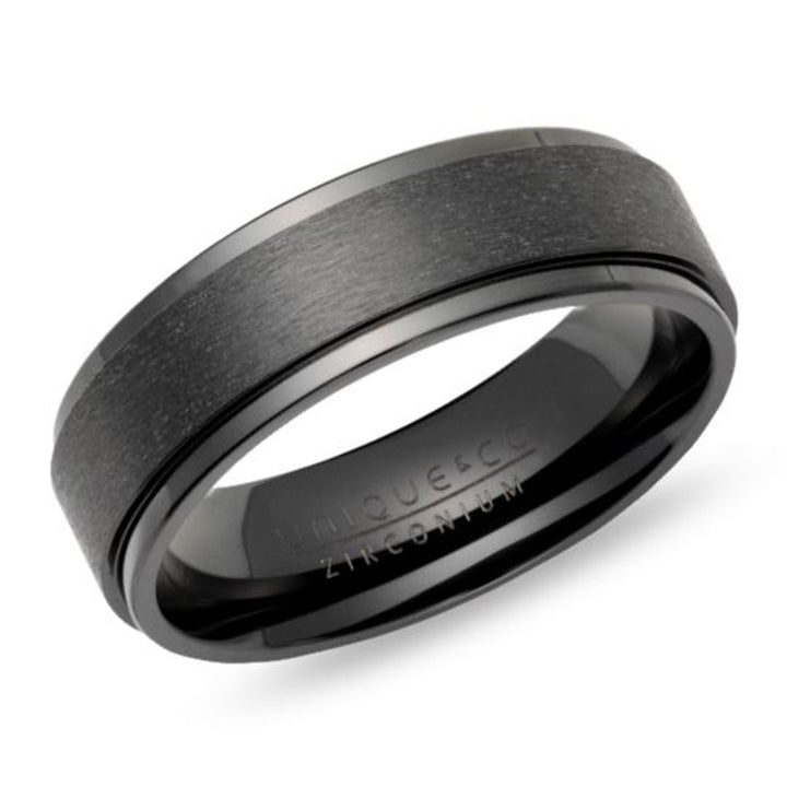 Unique Black Zirconium 7mm Ring (62)