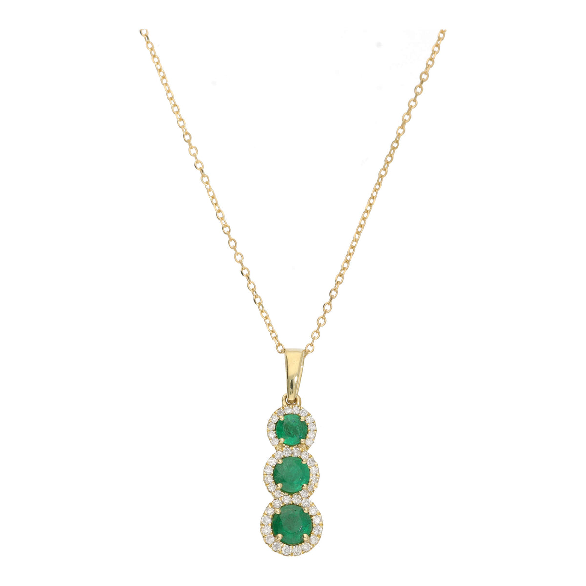 Emerld and Diamond18ct Yellow Gold Stacked Cluster Necklace - Michael Jones Jeweller