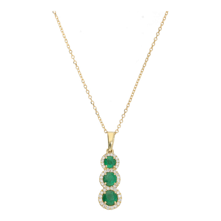 Emerld and Diamond18ct Yellow Gold Stacked Cluster Necklace