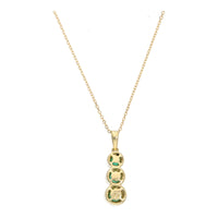 Emerld and Diamond18ct Yellow Gold Stacked Cluster Necklace - Michael Jones Jeweller