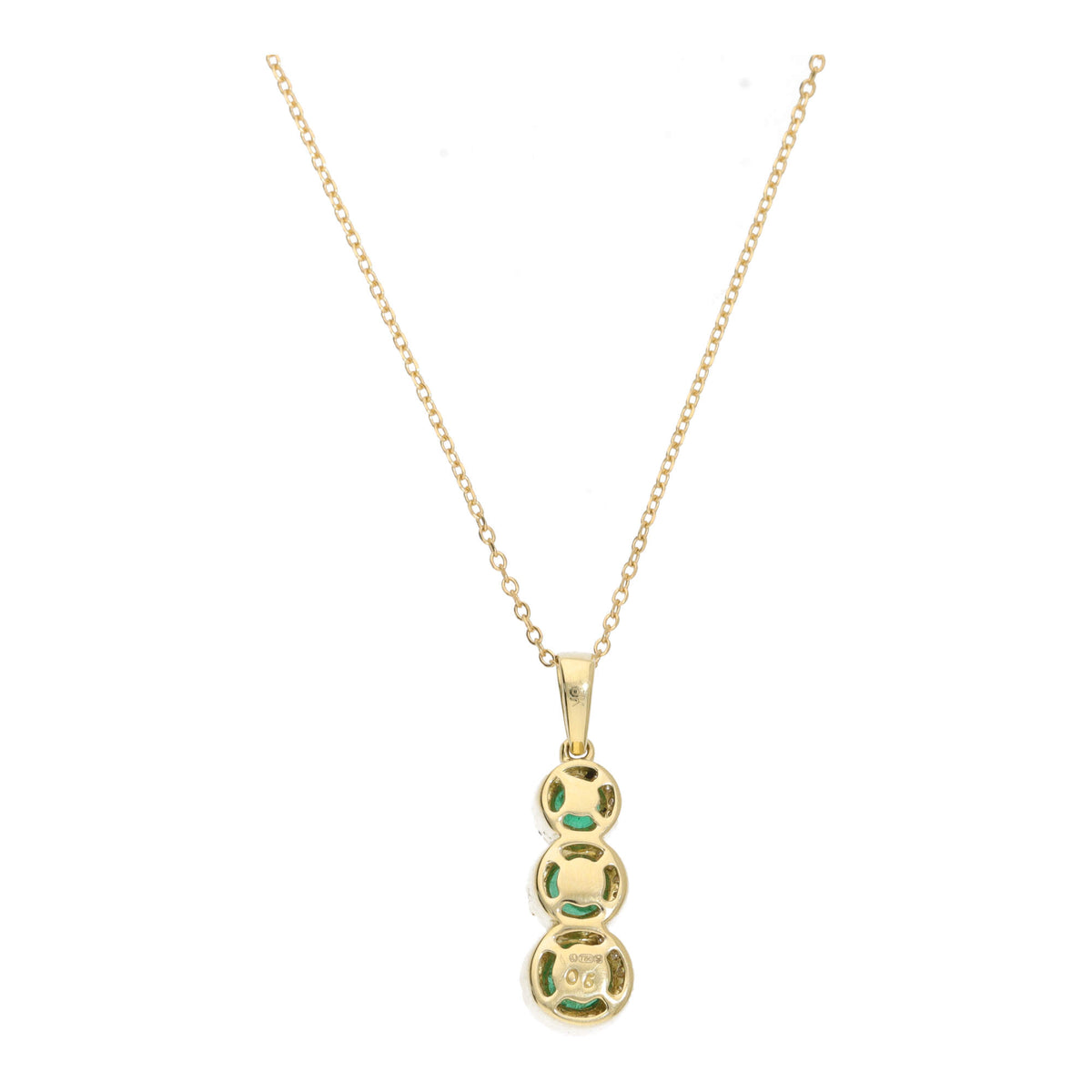 Emerld and Diamond18ct Yellow Gold Stacked Cluster Necklace - Michael Jones Jeweller