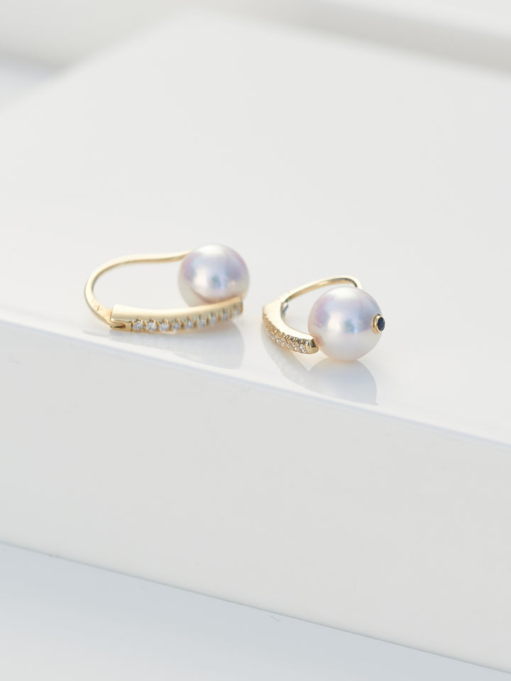 Yana Nesper Akoya Pearl and Diamond 18ct Yellow Gold Drop Earrings