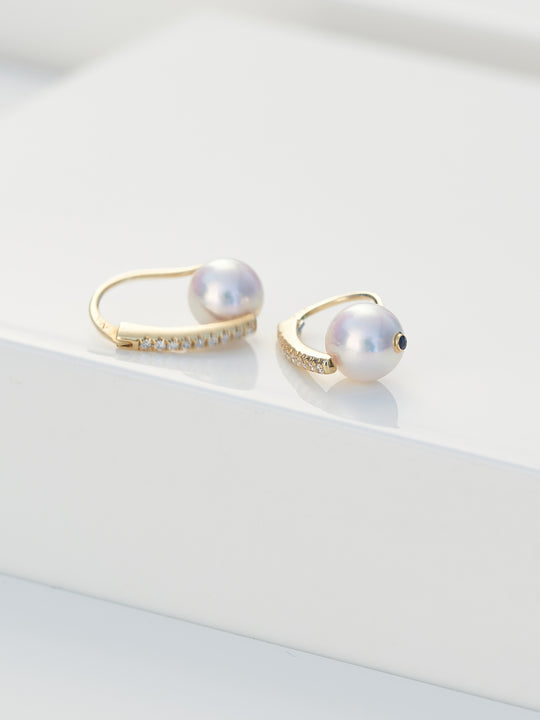 Yana Nesper Akoya Pearl and Diamond 18ct Yellow Gold Drop Earrings - Michael Jones Jeweller