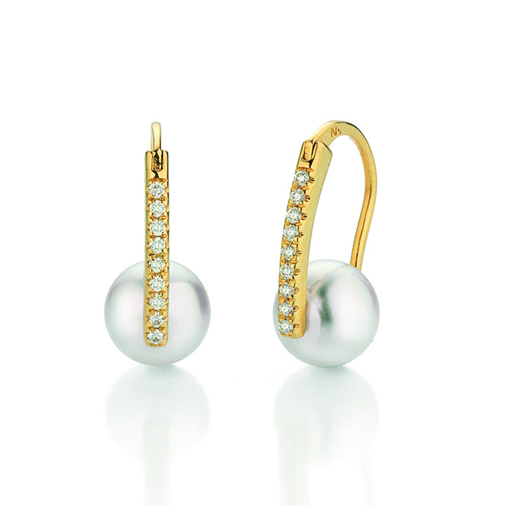 Yana Nesper Akoya Pearl and Diamond 18ct Yellow Gold Drop Earrings - Michael Jones Jeweller