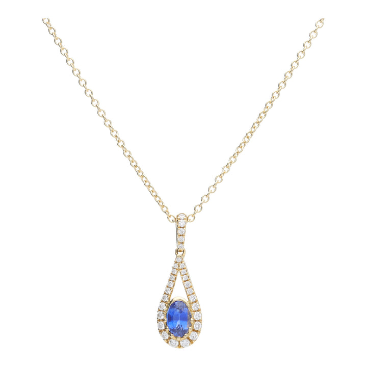 Sapphire and Diamond 18ct Yellow Gold Teardrop Necklace
