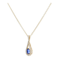 Sapphire and Diamond 18ct Yellow Gold Teardrop Necklace - Michael Jones Jeweller