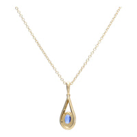 Sapphire and Diamond 18ct Yellow Gold Teardrop Necklace - Michael Jones Jeweller