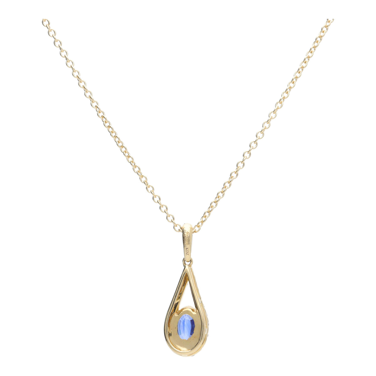 Sapphire and Diamond 18ct Yellow Gold Teardrop Necklace - Michael Jones Jeweller