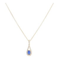 Sapphire and Diamond 18ct Yellow Gold Teardrop Necklace - Michael Jones Jeweller