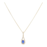 Sapphire and Diamond 18ct Yellow Gold Teardrop Necklace