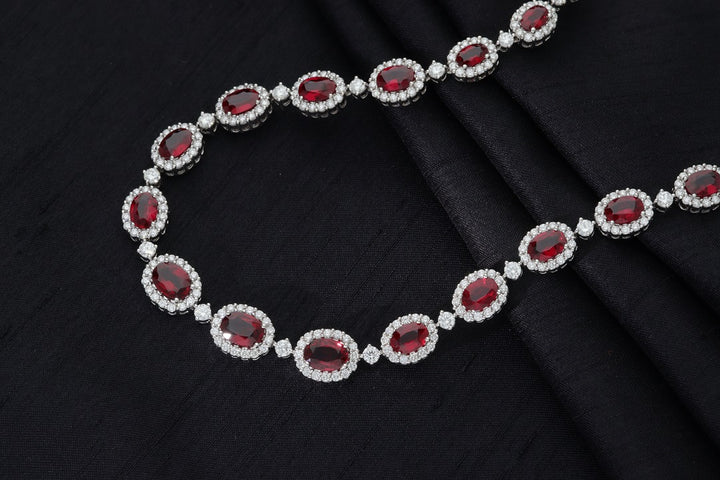 Ruby and Diamond 18ct White Gold Necklet - Michael Jones Jeweller