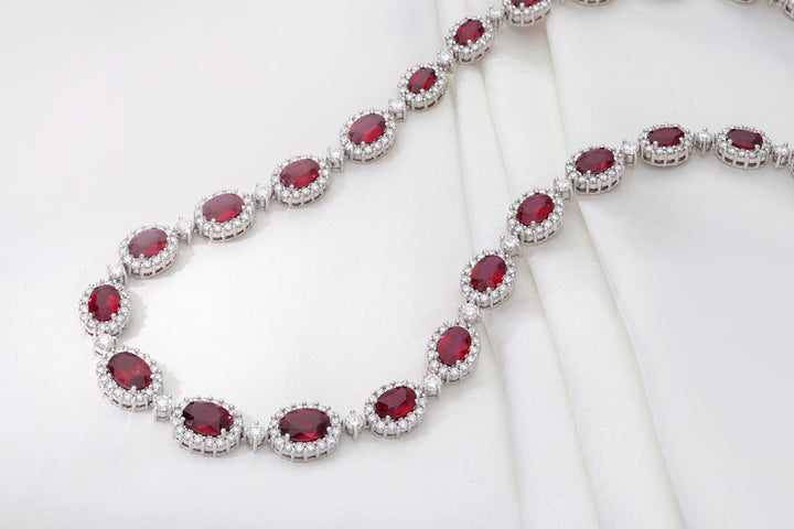 Ruby and Diamond 18ct White Gold Necklet - Michael Jones Jeweller