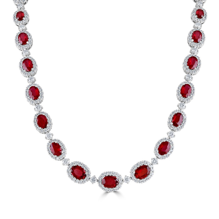 Ruby and Diamond 18ct White Gold Necklet - Michael Jones Jeweller