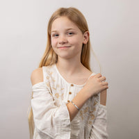 D for Diamond Child's Heart Motif Hinged Maiden Bangle - Michael Jones Jeweller