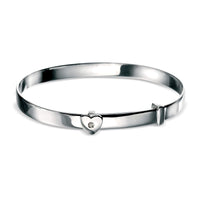 D for Diamond Childs Silver Heart Bangle - Michael Jones Jeweller