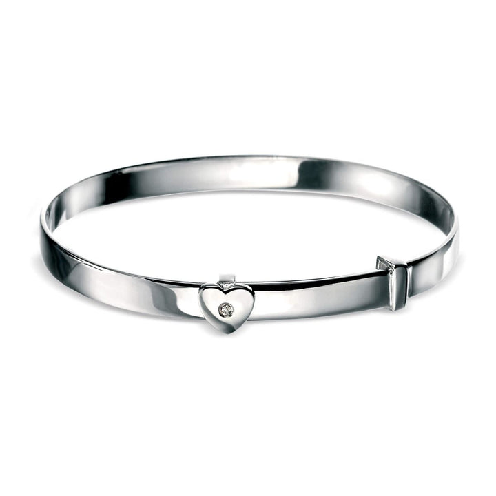 D for Diamond Childs Silver Heart Bangle - Michael Jones Jeweller