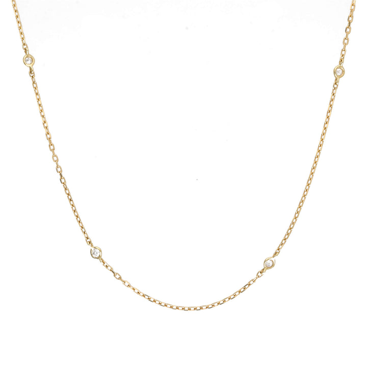 Diamond 0.25ct Collar Set 18ct Yellow Gold Station Necklace