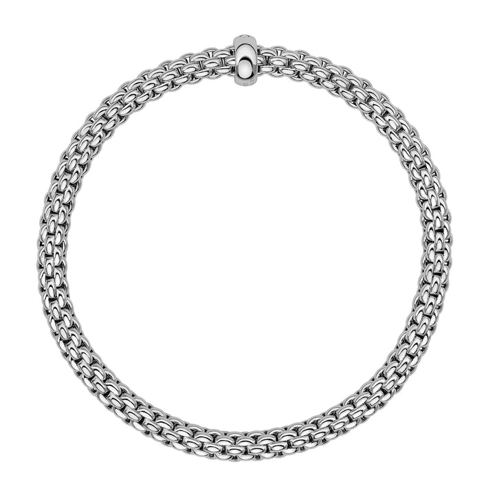 FOPE Flex'it Solo 18ct White Gold 0.01ct Diamond Set Bracelet Large