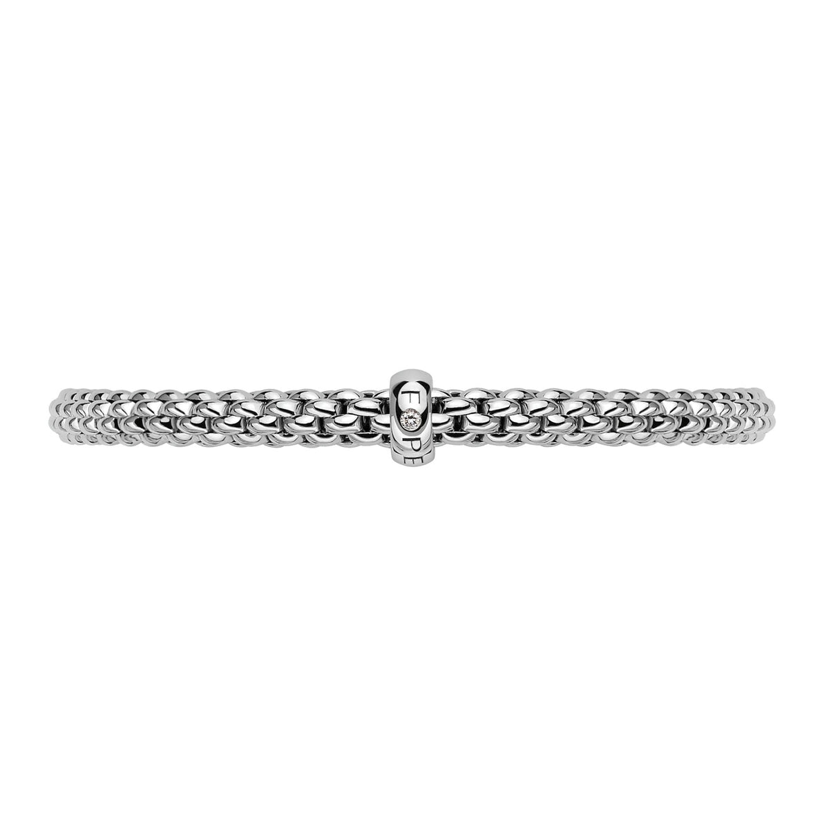 FOPE Flex'it Solo 18ct White Gold 0.01ct Diamond Set Bracelet Large - Michael Jones Jeweller