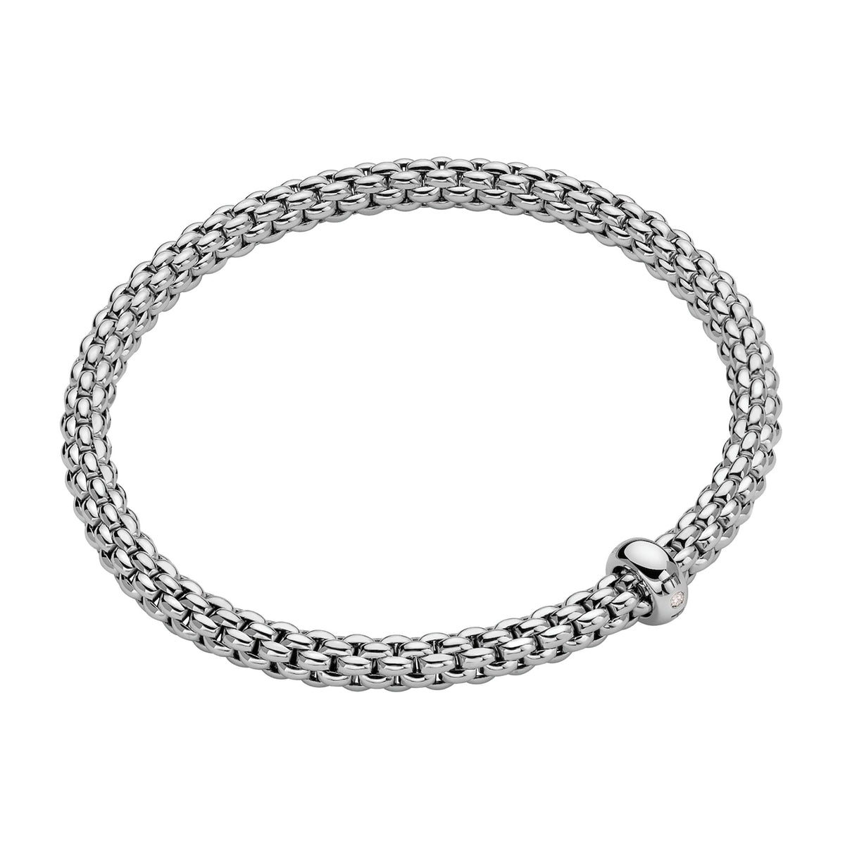 FOPE Flex'it Solo 18ct White Gold 0.01ct Diamond Set Bracelet Large - Michael Jones Jeweller