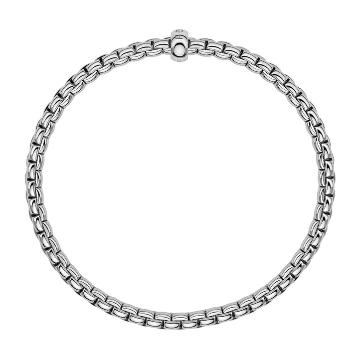 FOPE Flex'it Eka 18ct White Gold 0.01ct Diamond Set Bracelet Medium