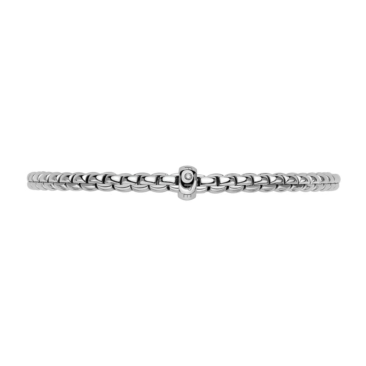 FOPE Flex'it Eka 18ct White Gold 0.01ct Diamond Set Bracelet Medium