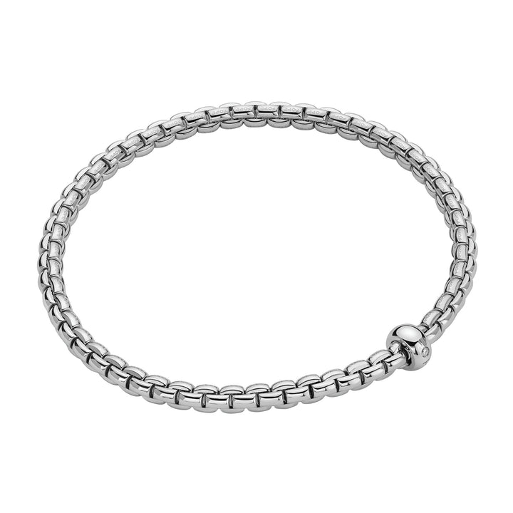FOPE Flex'it Eka 18ct White Gold 0.01ct Diamond Set Bracelet Medium