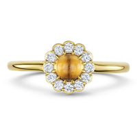 Andrew Geoghegan Cannele Cabochon Mandarin Garnet and Diamond 18ct Yellow Gold Ring - Michael Jones Jeweller