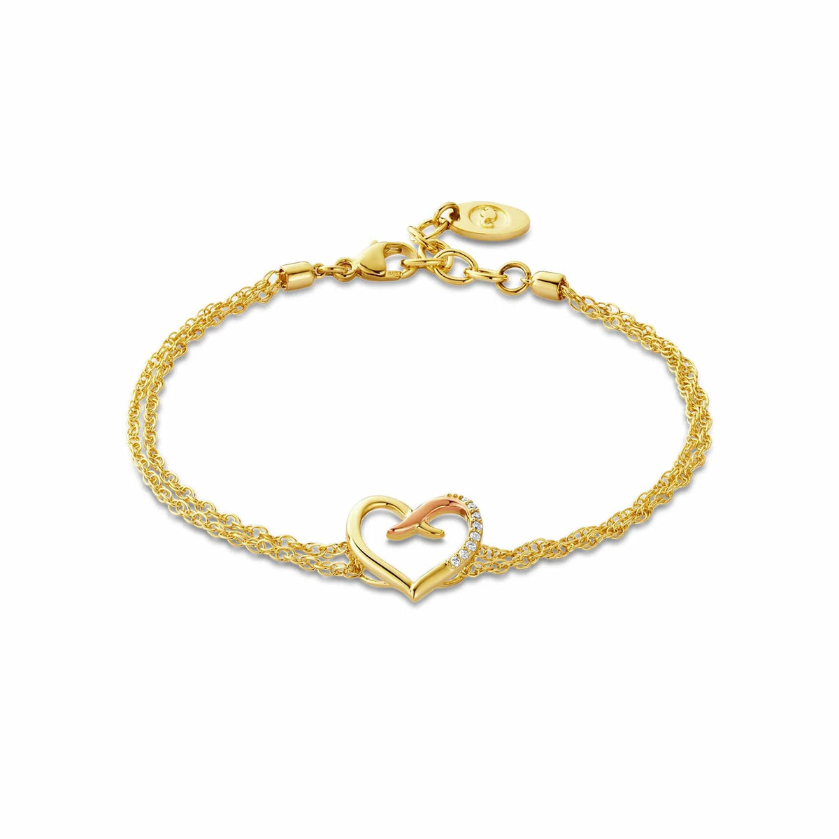 Clogau Forever Yours 9ct Solid Gold Kiss Double-Chain Bracelet with Diamonds CGKDBR - Michael Jones Jeweller