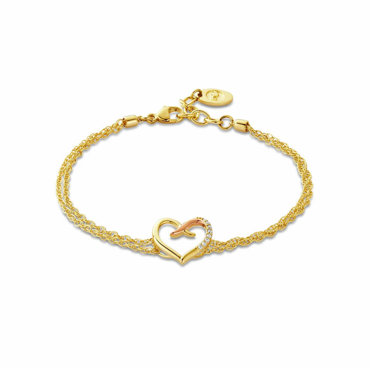 Clogau Forever Yours 9ct Solid Gold Kiss Double-Chain Bracelet with Diamonds CGKDBR
